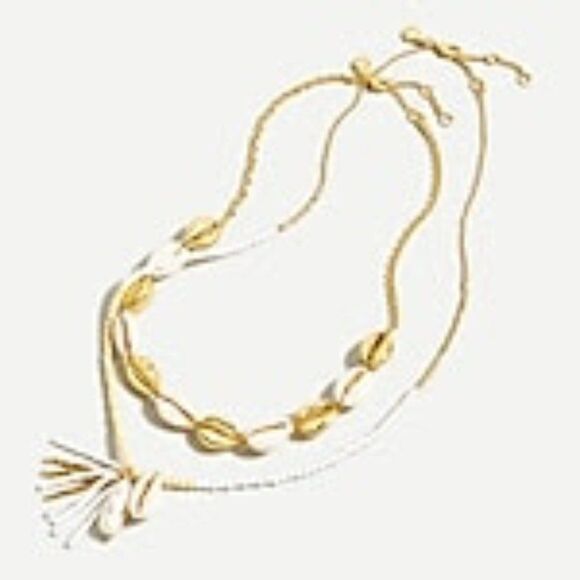 J. Crew Seaside Shells and Pearls Brass Casting Necklace 16"-20" Length NWT - Picture 3 of 10